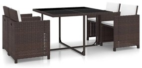 vidaXL Conjunto de jantar de exterior 13 pcs vime PE castanho