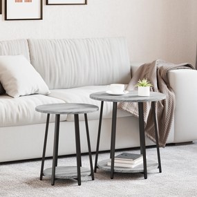 Conjunto de Mesas Laterais 2 pcs Cinza Sonoma em Madeira de Engenheira e Metal