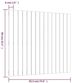 Cabeceira de parede 95,5x3x90 cm madeira de pinho maciça branco