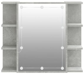 Armário espelhado com LED 70x16,5x60 cm cinzento cimento