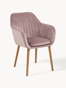 Velvet Armchair Emilia with Wooden Legs