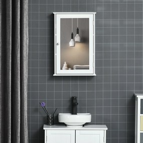 Armário de parede para casa de banho com espelho 41 x 14 x 60 cm com1 porta, 2 prateleiras - MDF branco