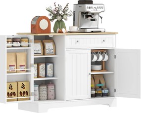 Armario de cozinha, 105 x 40 x 83 cm com 3 portas, gaveta, prateleiras nas portas e prateleira ajustável, branco