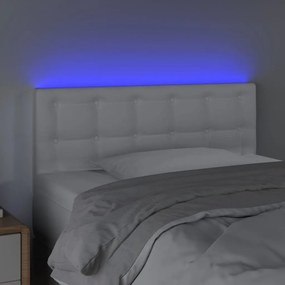 Cabeceira de cama c/ LED couro artificial 90x5x78/88 cm branco