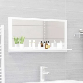 vidaXL Espelho de casa de banho derivados de madeira branco