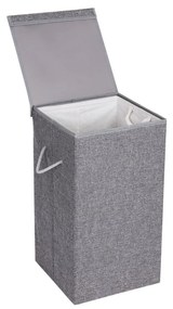 Cesto p/ roupa 85 L, tecido tipo linho, tampa magnética, cor cinzento