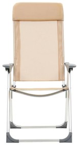 Cadeiras de campismo dobráveis 4 pcs alumínio creme