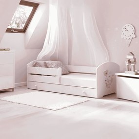 Cama infantil branca LUK elefante 140x70 com gaveta - colchão e estrado incluído
