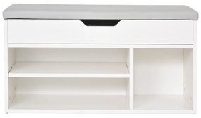 Sapateira com Assento Acolchoado Carga máxima de 120kg MDF 80x30x43cm Branco