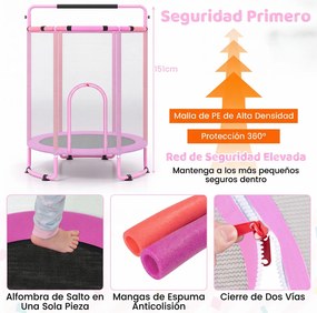 Trampolim Infantil Multifuncional, 154 x 154 x 210 cm, Design 6 em 1, Rosa
