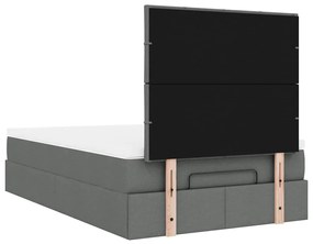 Estrutura cama otomana colchão 120x200cm tecido cinzento escuro