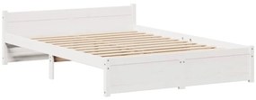 Cama sem colchão 150x200 cm madeira de pinho maciça branco