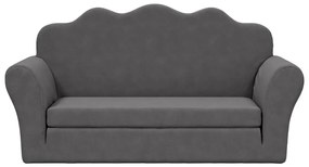 Sofá-cama infantil de 2 lugares pelúcia macia antracite