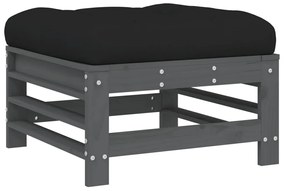 6 pcs conjunto lounge jardim c/ almofadões madeira maciça cinza