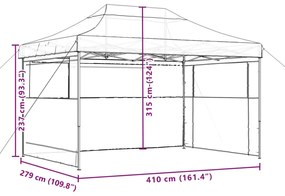 Tenda p/ festas pop-up dobrável com 3 paredes laterais preto