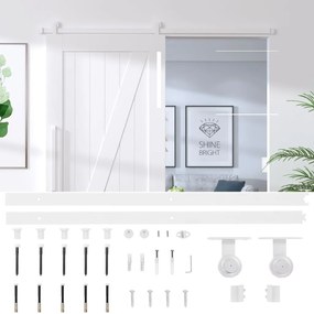 Kit de ferragens para porta deslizante 200 cm aço branco