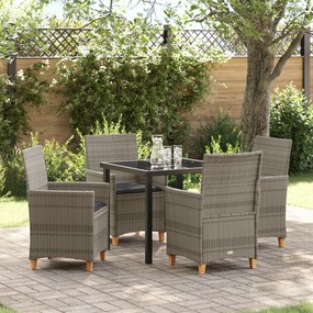 vidaXL Conjunto de Jantar de Jardim com Almofadas Cinza Vime PE