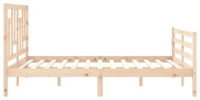 Estrutura de cama com cabeceira 160x200 cm madeira maciça