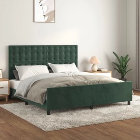 Estrutura de cama sem colchão 160x200 cm veludo verde-escuro