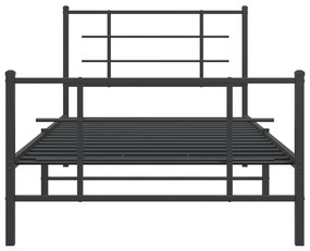 Estrutura de cama com cabeceira e pés 100x190 cm metal preto