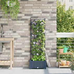 vidaXL Vaso de Jardim com Treliça Cinza 40x40x125.5 cm