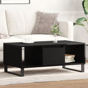 Mesa de Centro vidaXL Preto Carvalho 90x50x36,5 cm Madeira Revestida