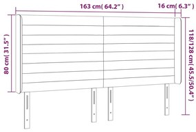 Cabeceira cama c/ abas tecido 163x16x118/128 cm castanho-escuro