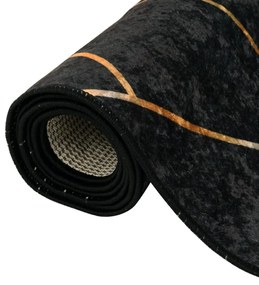 Tapete lavável antiderrapante 120x180 cm preto e dourado