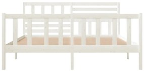 Estrutura de cama 140x190 cm madeira maciça branco
