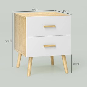 Mesa de cabeceira com 2 gavetas 40 x 40 x 50 cm, estilo moderno, para quarto, sala de estar, cor carvalho