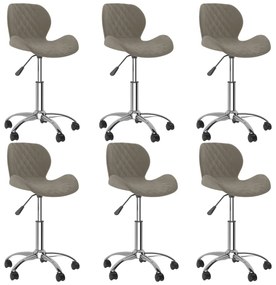 Cadeiras de jantar giratórias 6 pcs veludo cinzento-claro