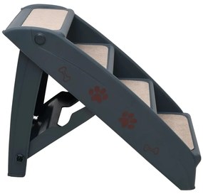 Escada para cães dobrável com 4 degraus cinzento-escuro