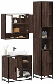 vidaXL 3 pcs conj. móveis WC derivados madeira cor carvalho castanho