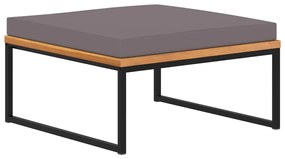 vidaXL Apoio de pés c/ almofadão acácia maciça 66x66x36cm cinzento