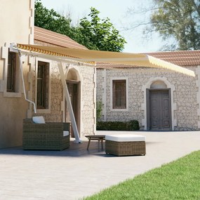 vidaXL Toldo automático independente 450x300 cm amarelo e branco