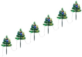 vidaXL Árvores de Natal de caminho 6 pcs 45 cm PVC luzes LED multicor