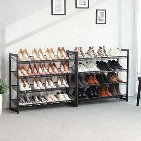 Conjunto de 2 estantes empilháveis para sapatos com 8 prateleiras 92,5 x 30,7 x 163,5 cm Preto