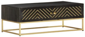 Mesa de centro 90x50x35 cm mangueira maciça preto e dourado