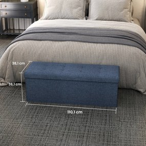 Banco com espaço de arrumação, banco-cama 38,1 x 110,1 x 38,1 cm azul escuro