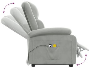 Poltrona elevatória de massagens veludo cinzento-claro