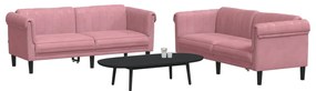2 pcs conjunto de sofás veludo rosa