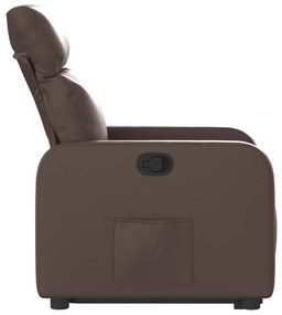 Poltrona reclinável elevatória couro artificial castanho