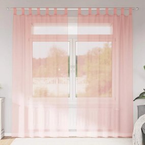 vidaXL Cortinas de voile com bolsos para varão 2 pcs rosa