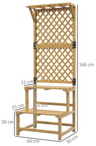 Suporte para Plantas de Madeira com Treliça Suporte para Vasos de 2 Níveis para Jardim Pátio 60x50x166 cm Madeira