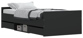 Estrutura de cama c/ painéis cabeceira e pés 90x190 cm preto