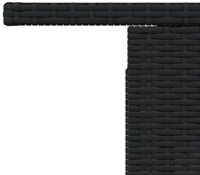 Mesa de jardim com tampo de vidro 100x55x73 cm vime PE preto
