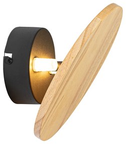 Candeeiro de parede rústico redondo em madeira - Pulley Rústico ,Design
