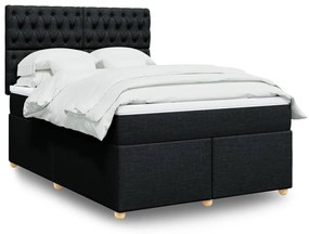 vidaXL Cama com molas/colchão 140x190 cm tecido preto