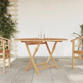 vidaXL Mesa de jardim dobrável Ø 110x75 cm madeira de teca maciça