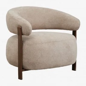 Poltrona Jolie Em Tecido Chenille Madeira Escura & Chenille Castanho Trigo - Sklum
